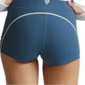 Free People Deep Teal Bike Shorts with White Piping